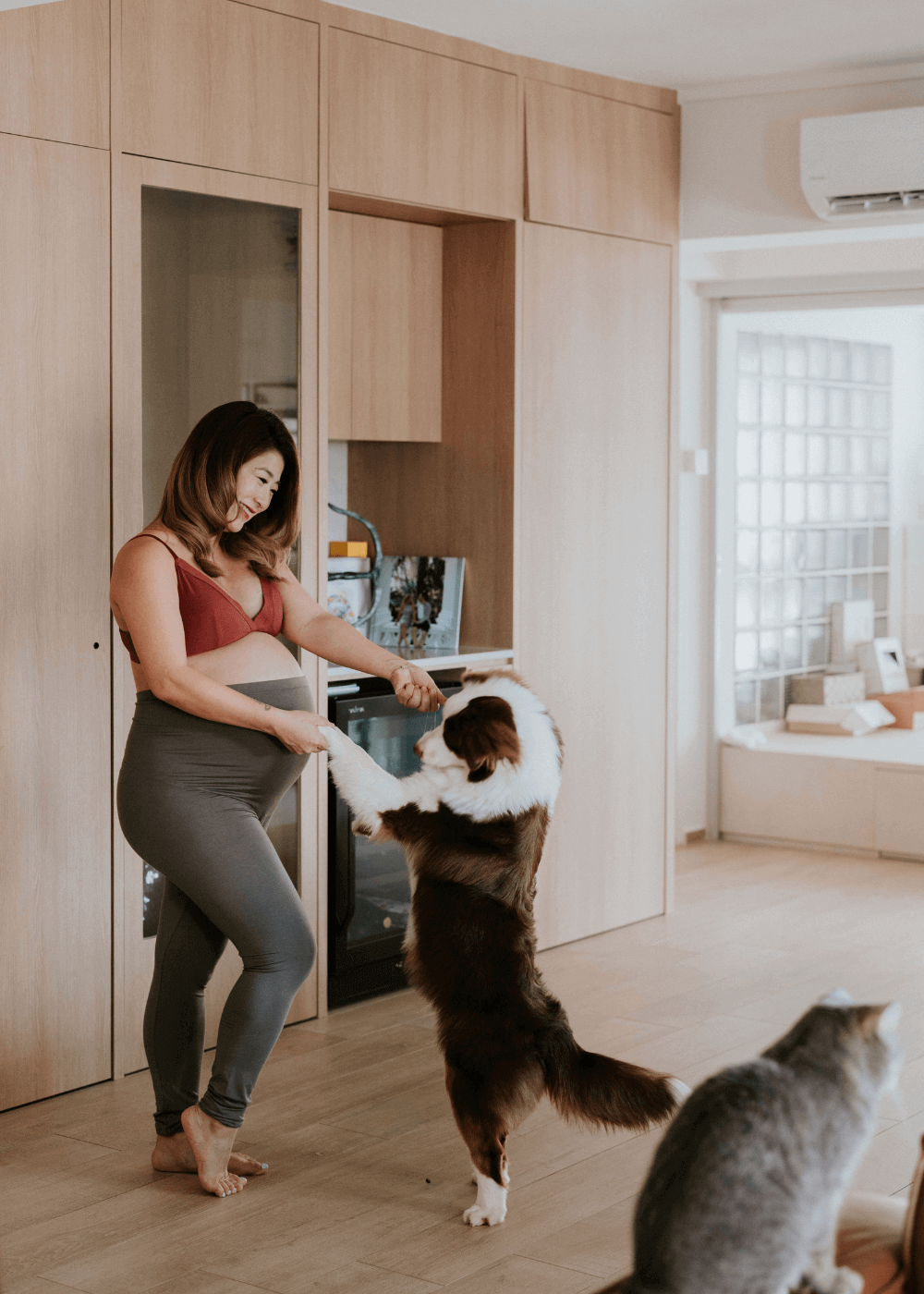 Stella Ng Wearing Brooklyn Triangle Bra and Maternity Leggings