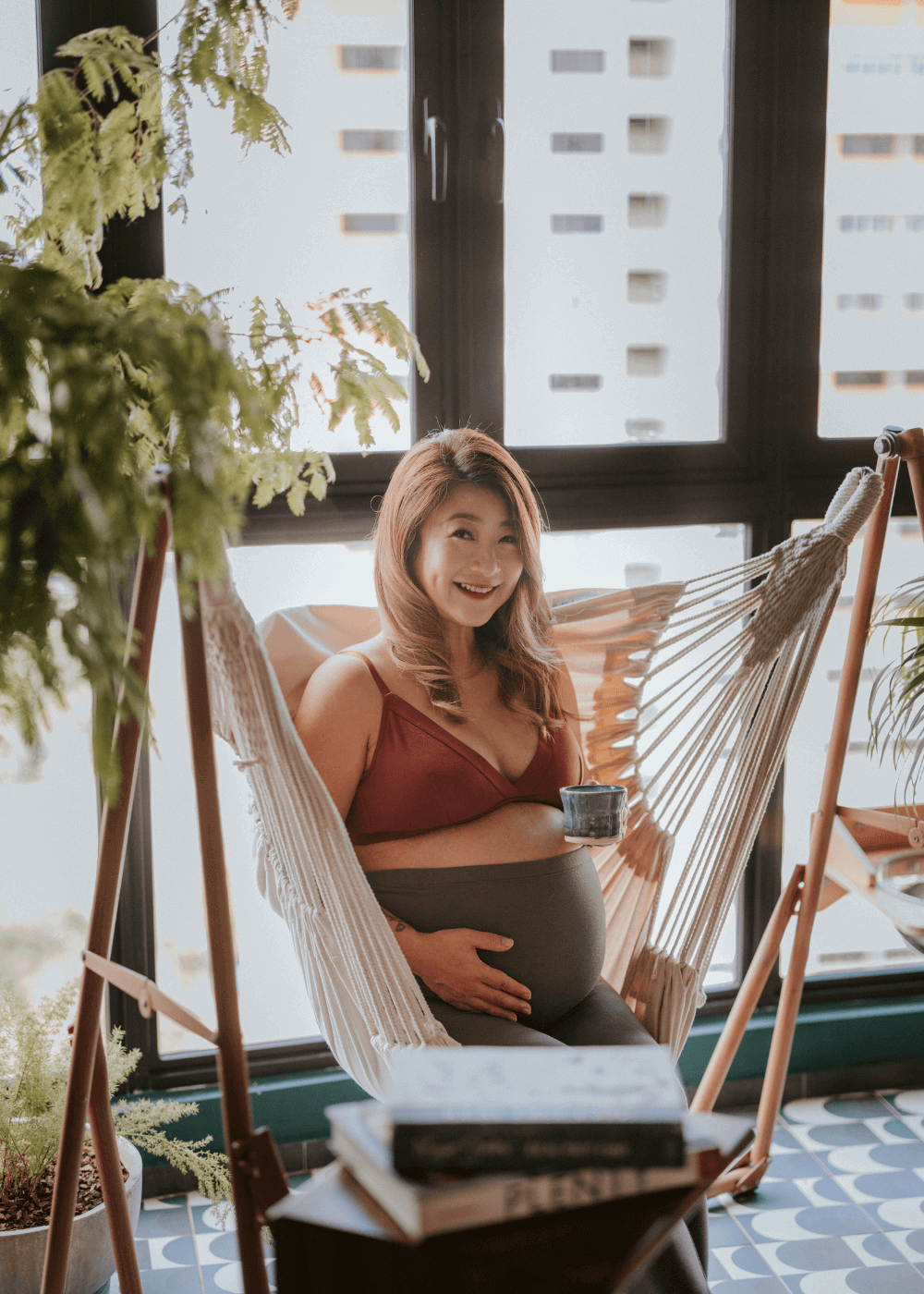 Stella Ng Wearing Brooklyn Triangle Bra and Maternity Leggings