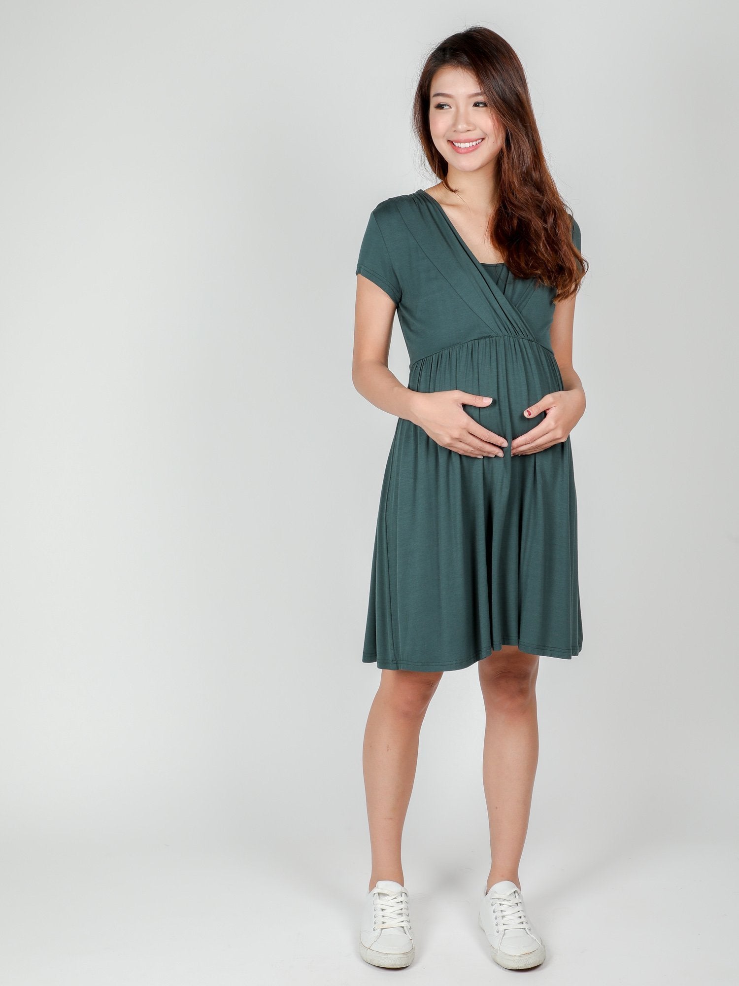 Bellefinery Emerald Ribbon Maternity Dress